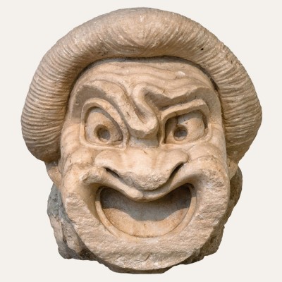 Marble theatrical mask of the New Comedy (2nd century B.C.), National Archaeological Museum of Athens.